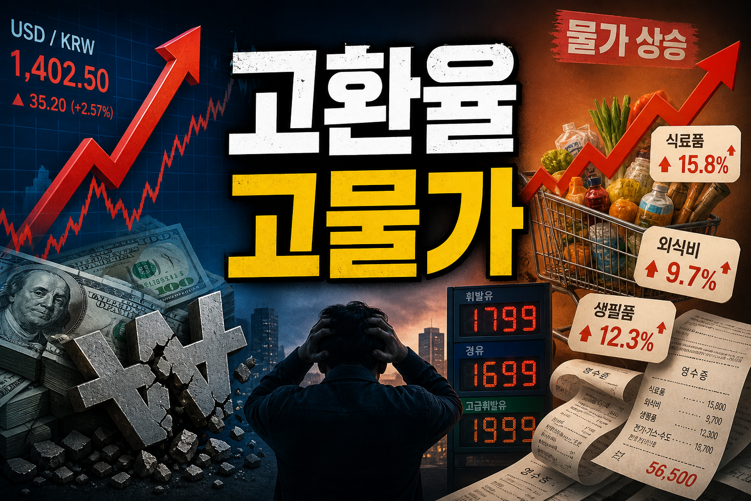 유가 100달러 고환율 한국 서민 가계 충격