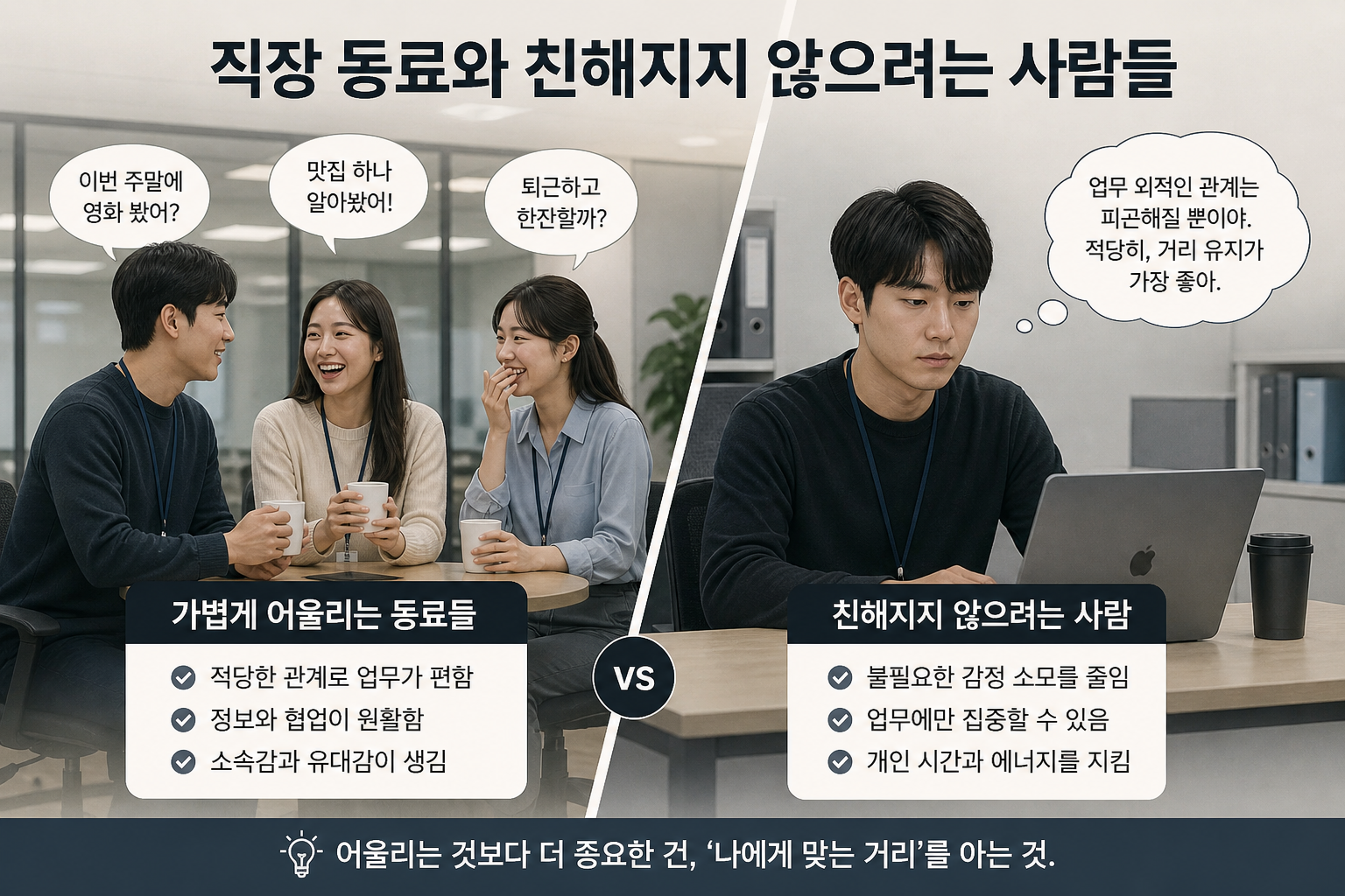 직장 동료와 친해지지 않으려는 사람들의 심리